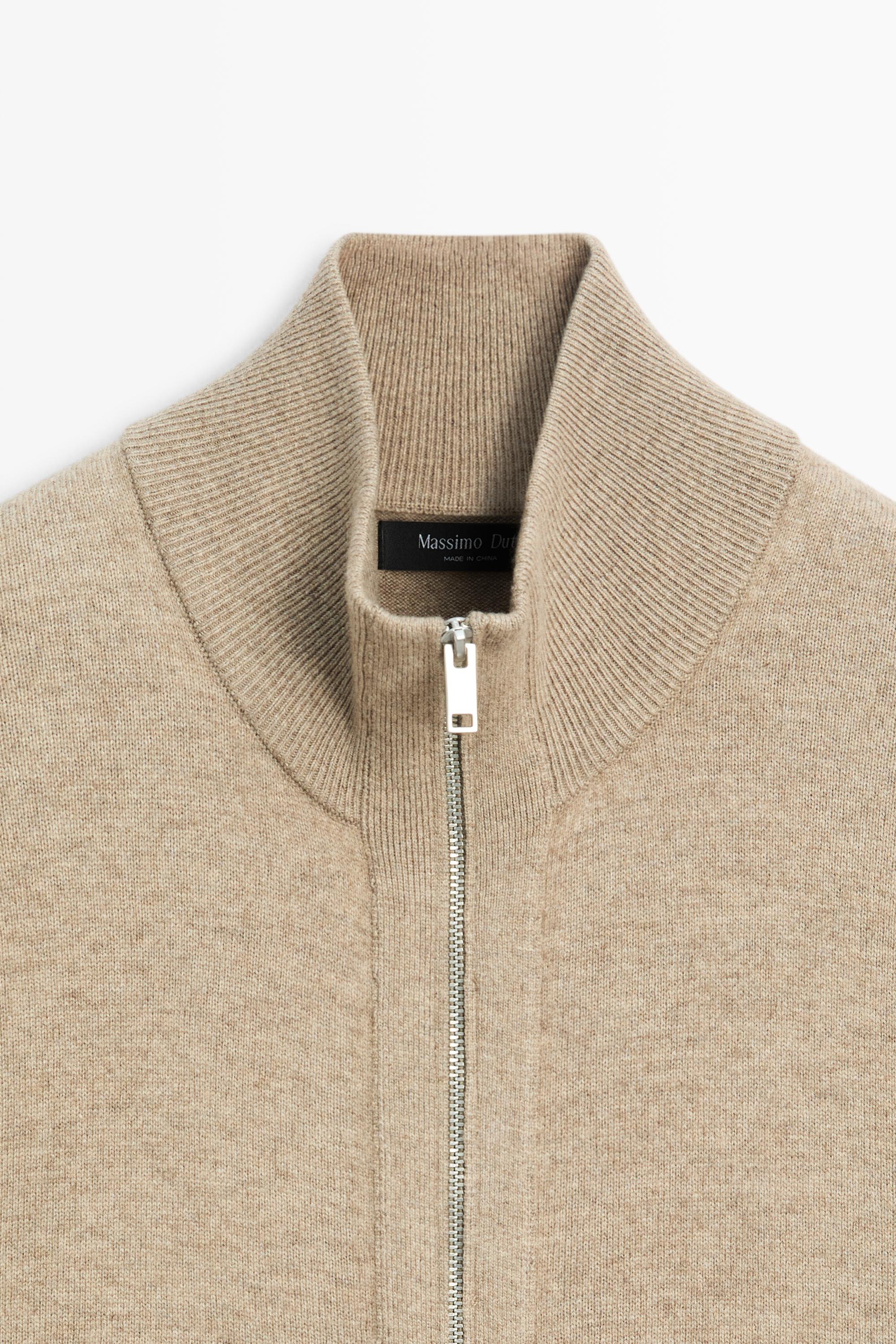 Wool blend cardigan with zip detail